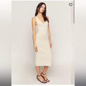 Reformation Heron Cotton Sweater Dress | Cream | Size S